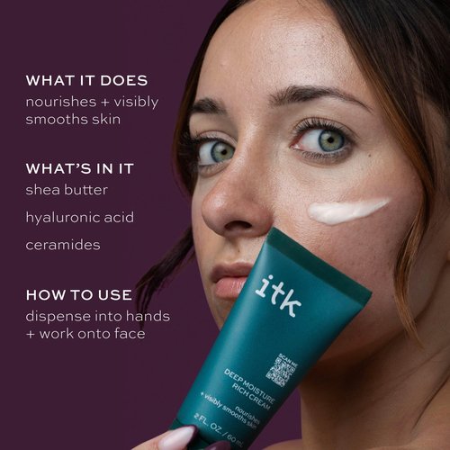 ITK Skincare Glowy Skin 3-Step Routine - Hyaluronic Acid + Niacinamide Serum, Squalane Milky Toner, Deep Moisture Ceramide Face Cream Moisturizer - Makeup Prep Skincare for Glowing Hydrated Skin