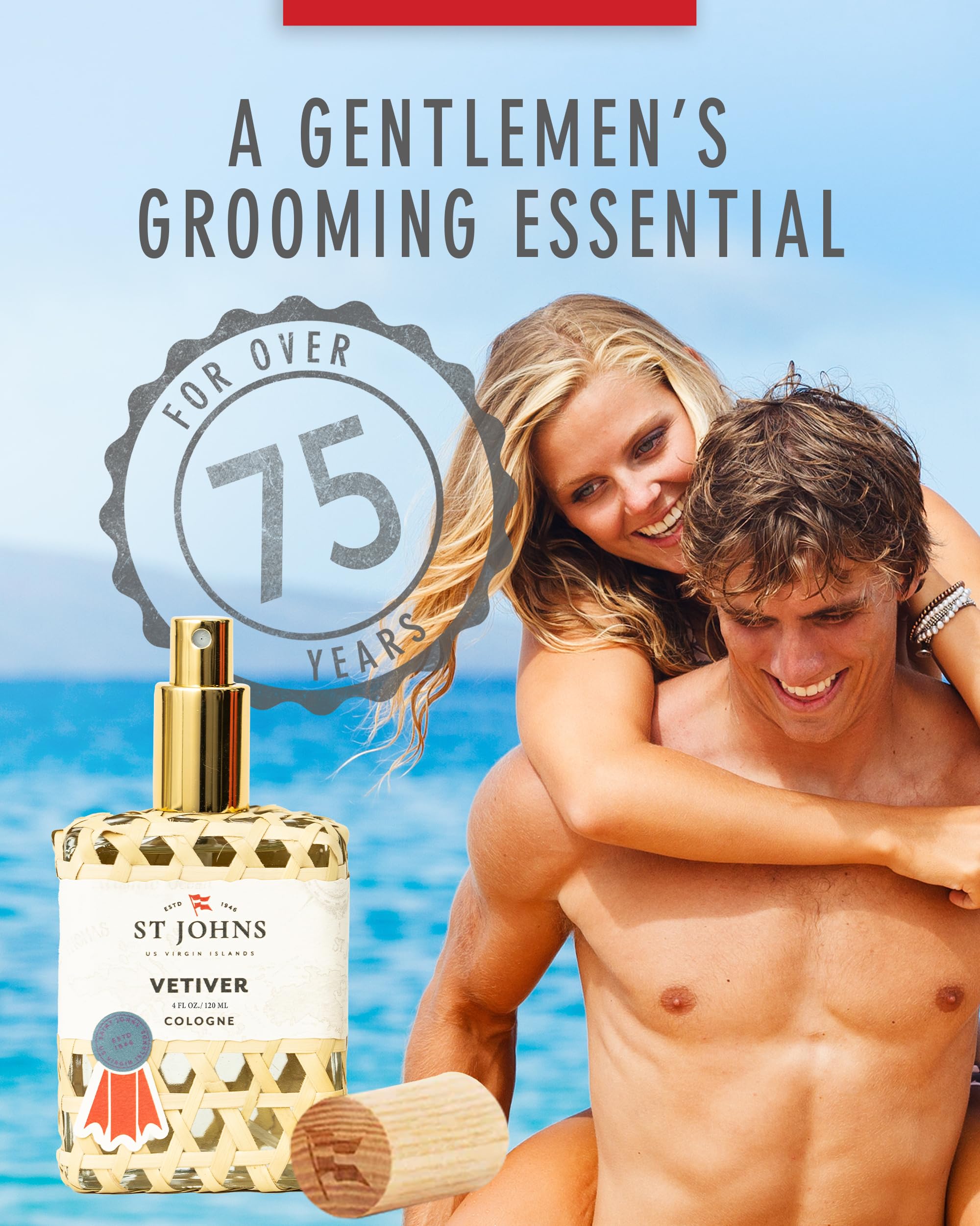 St. John Classic Vetiver | New Virgin Islands Inspired Fresh Cologne Scent | Sophisticated Fragrance for Men (4 oz Spray)