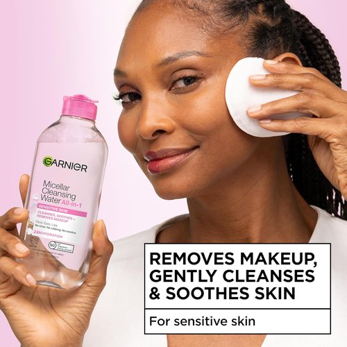 Garnier Micellar Water - Hydrating Facial Cleanser & Makeup Remover for Sensitive Skin | 13.5 Fl Oz (400mL) - 2 Count
