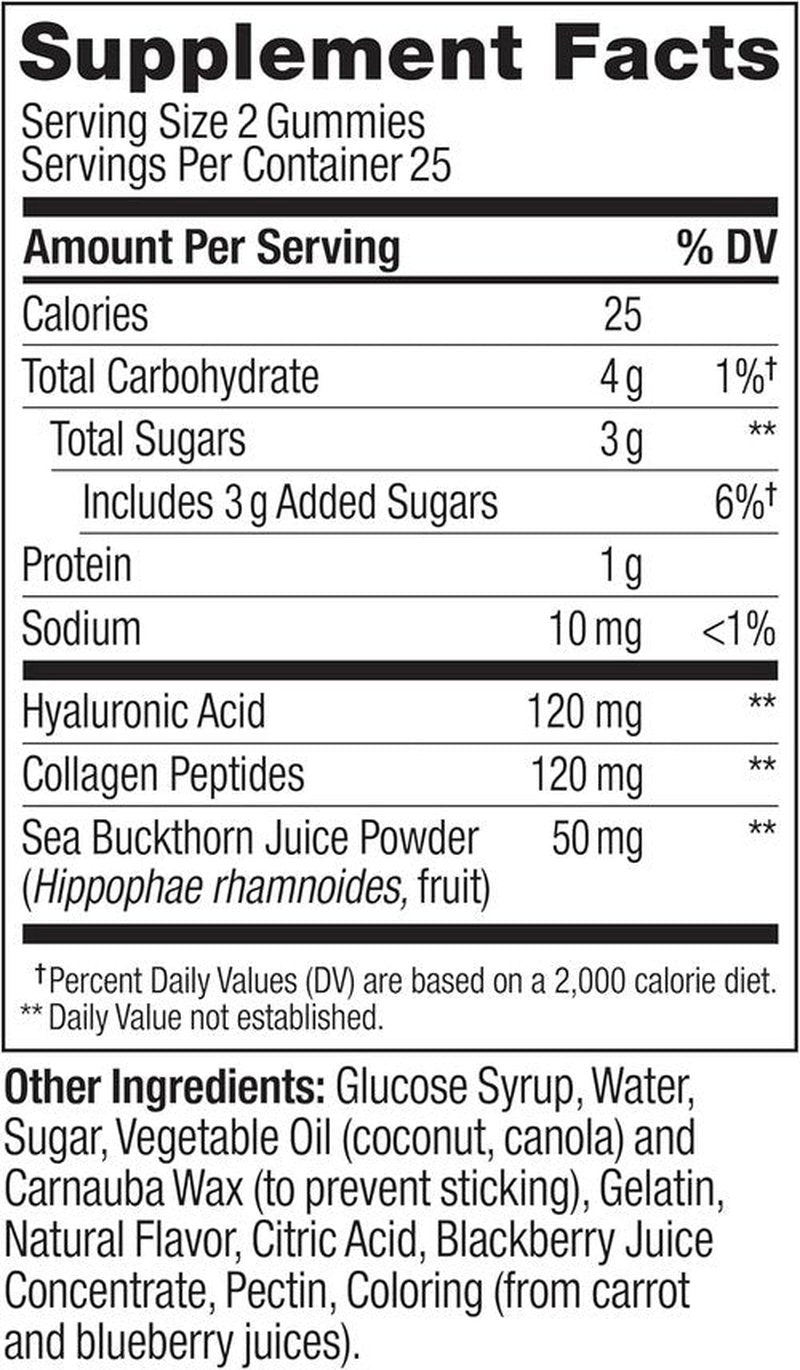 OLLY Glowing Skin Gummies - Hydrated & Youthful Skin with Hyaluronic Acid & Collagen Peptides | 50 Count
