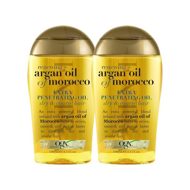 OGX Extra Strength Renewing Argan Oil Hair Treatment - Deep Moisturizing Serum for Dry, Damaged Hair | 3.3 Fl Oz