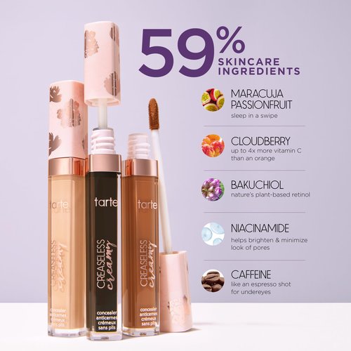 tarte creaseless creamy full-coverage concealer – Waterproof Hydrating Longwear, Niacinamide & Caffeine for covering Dark Circles & Blemishes, Vegan & Cruelty-Free, full size, 22N light neutral
