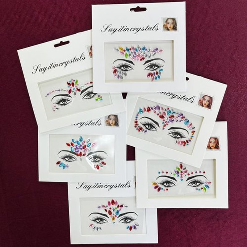 6-Pack Diamond Acrylic Face Stickers for Kids – Colorful Festival Face Gems for Halloween, Cosplay, and Parties – Reusable Crystal Face Jewels