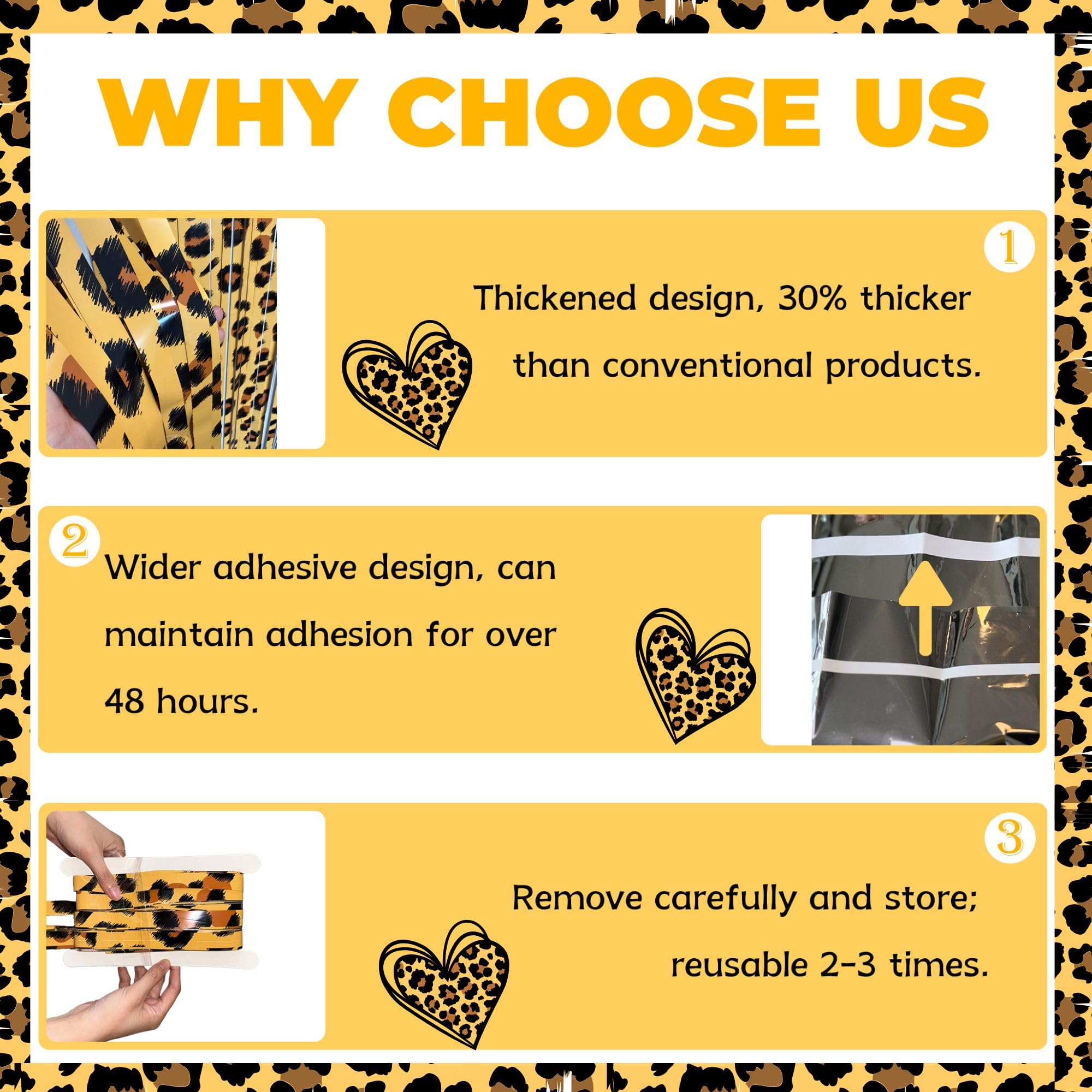 Vagilelf 2 Pack Cheetah Print Birthday Decorations, Leopard Party Decorations, Jungle Safari Bachelorette Foil Backdrop 3.3×6.6ft Thickened Fringe Curtains for Photo Booth & Party Entrance