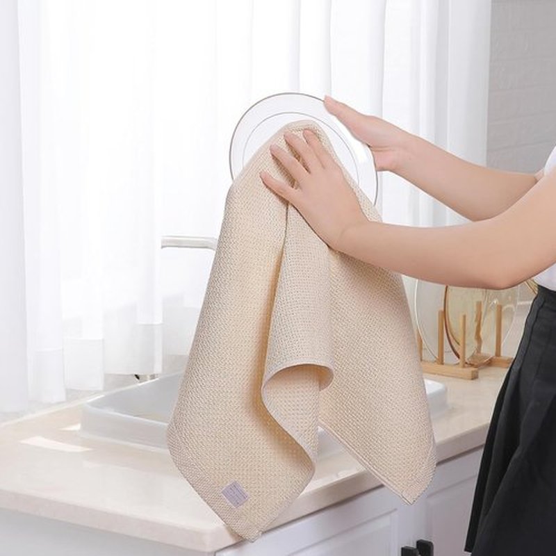 Homaxy 100% Cotton Waffle Weave Dish Towels - Ultra Soft & Absorbent, Quick Drying | 13 x 28 Inches, 6-Pack, Beige