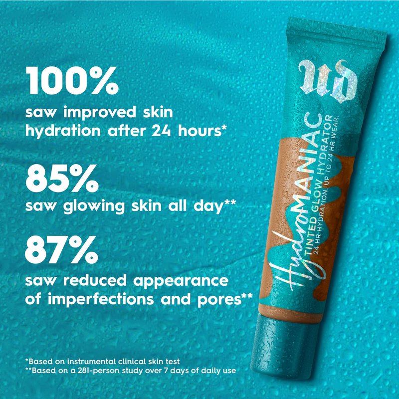 Urban Decay Hydromaniac Dewy Foundation (55 Medium Deep Neutral), Hydrating Tinted Moisturizer for Dry Skin, Buildable Medium Coverage, Non-comedogenic, Vegan, Cruelty-free - 1.1 fl oz