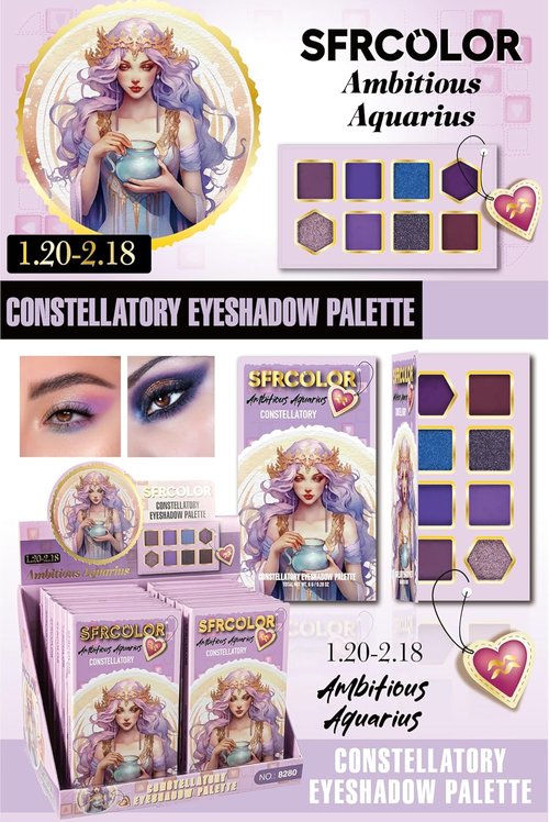 Skiennix 12-Color Zodiac Eyeshadow Palette - Highly Pigmented Matte & Metallic Shades for Professional & Daily Use