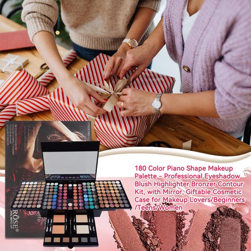 Pure Vie All-in-One Holiday Gift Makeup Set Essential Starter Bundle Include Eyeshadow Palette Lipgloss Concealer Blush Eyebrow Foundation Face Powder Eyeliner Pencil - Make up Kit for Women Full Kit