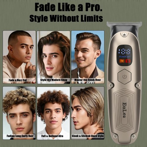 EuLea Multifunctional Hair Clipper with LED Screen, Cordless Rechargeable Beard Trimmer, Body Groomer with 10 Accessories for Men Women Home Travel Use