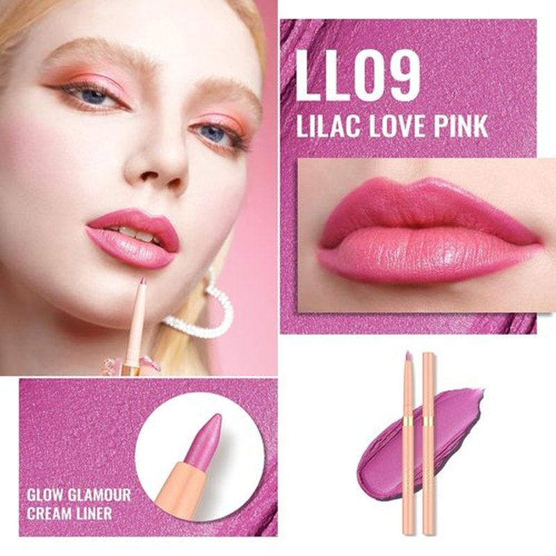 Oulac Waterproof Lipliner Pencil - Smooth, Creamy, Retractable Lip Makeup | Vegan & Cruelty-Free, LL09 Lilac Love Pink