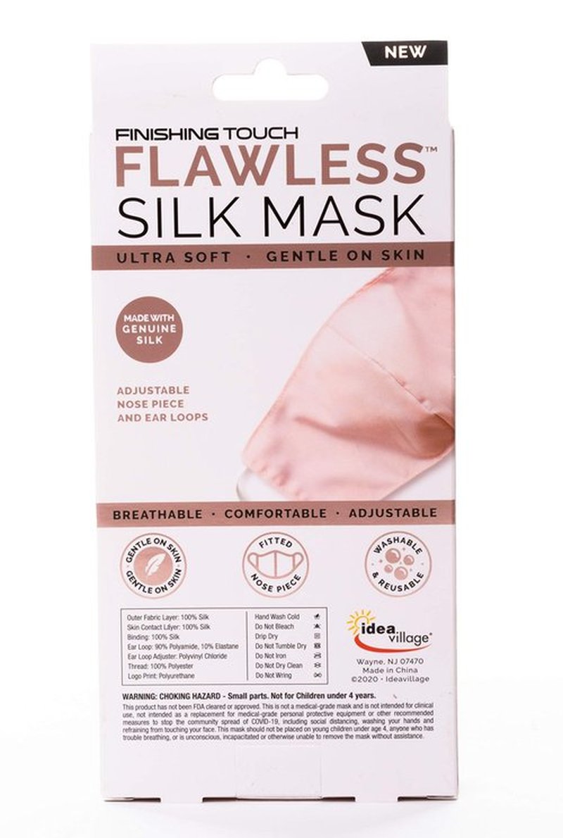Finishing Touch Flawless Silk Face Mask Washable Soft and Gentle on Skin, Blush, 1 Count