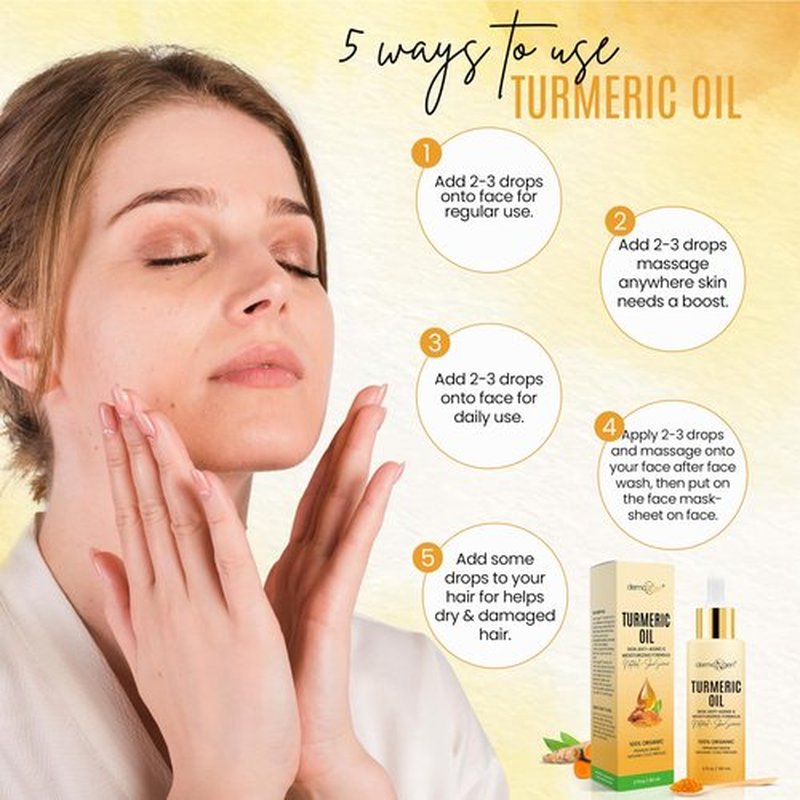 DERMAXGEN Organic Turmeric Oil for Skin Lightening – Turmeric Face Oil for Dark Spots, Anti-Aging & Hydrating Dry Skin – Glow Moisturizer for Face, Neck & Eyes (2 FL OZ / 60 ML)