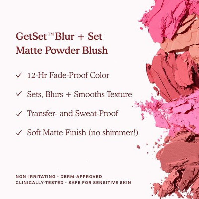 Tower 28 GetSet Matte Powder Blush - 12-Hour Long-Lasting, Talc-Free Formula for Sensitive Skin - Samo Spritzer (1.13 oz)