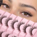 Onlyall Natural Lashes Wispy Lashes Natural Look False Eyelashes Flared Eyelashes 7 Pairs D-K06