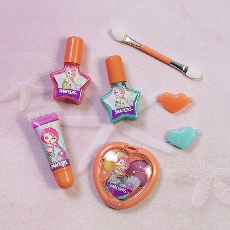 Lip Smacker 9-Piece Beauty Collection Set, Mermaid-Themed Makeup, Includes Lip Balms, Glosses, and Nail Polishes, Fun Flavors, Cruelty-Free & Vegan