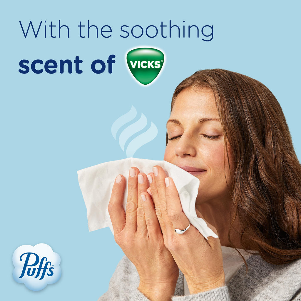 Puffs Plus Lotion with Vicks Facial Tissues, 4 Cubes, 48 Tissues per Box (192 Tissues) [Packaging May Vary]