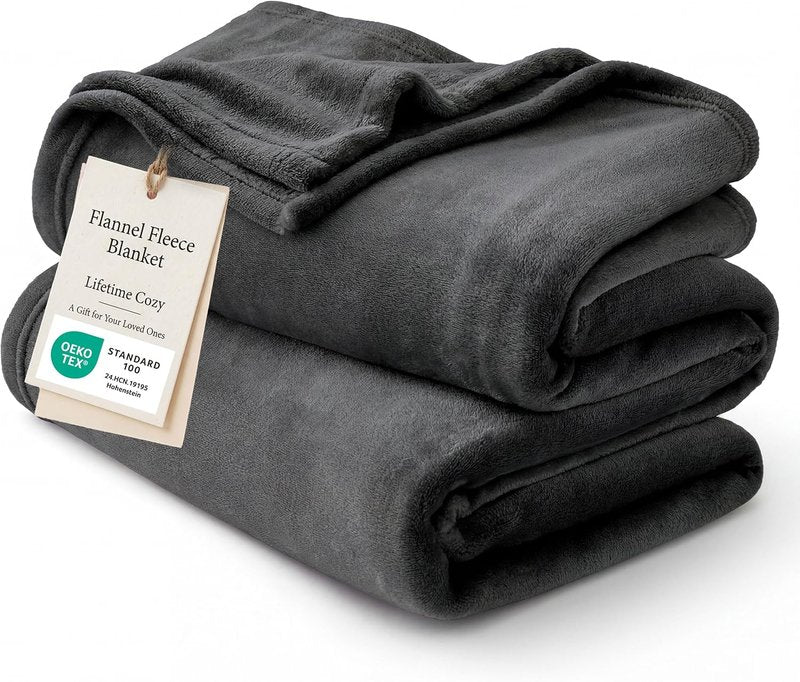 Bedsure GentleSoft Fleece Blanket - Soft, Lightweight, Plush Cozy Luxury in Charcoal, 84x90 Inches