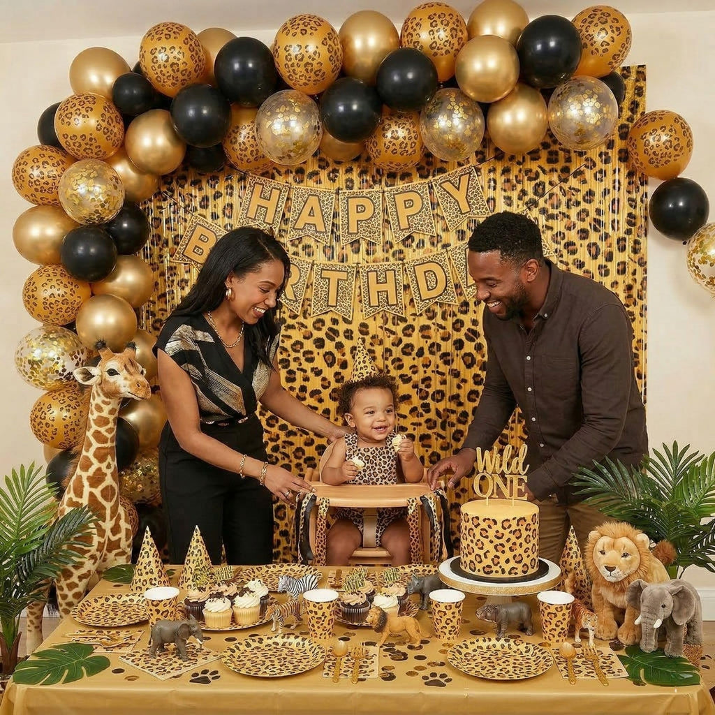 Vagilelf 2 Pack Cheetah Print Birthday Decorations, Leopard Party Decorations, Jungle Safari Bachelorette Foil Backdrop 3.3×6.6ft Thickened Fringe Curtains for Photo Booth & Party Entrance