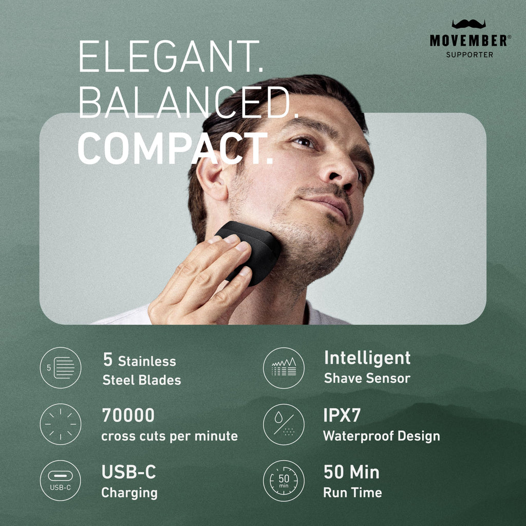 Panasonic ARC5 Palm-Sized Foil Shaver, Handheld Luxury Compact Travel Shaver with 5-Blade Cutting System and USB-C Charging, Wet/Dry Electric Razor for Daily Shaving Routine - ES-PV3A-K