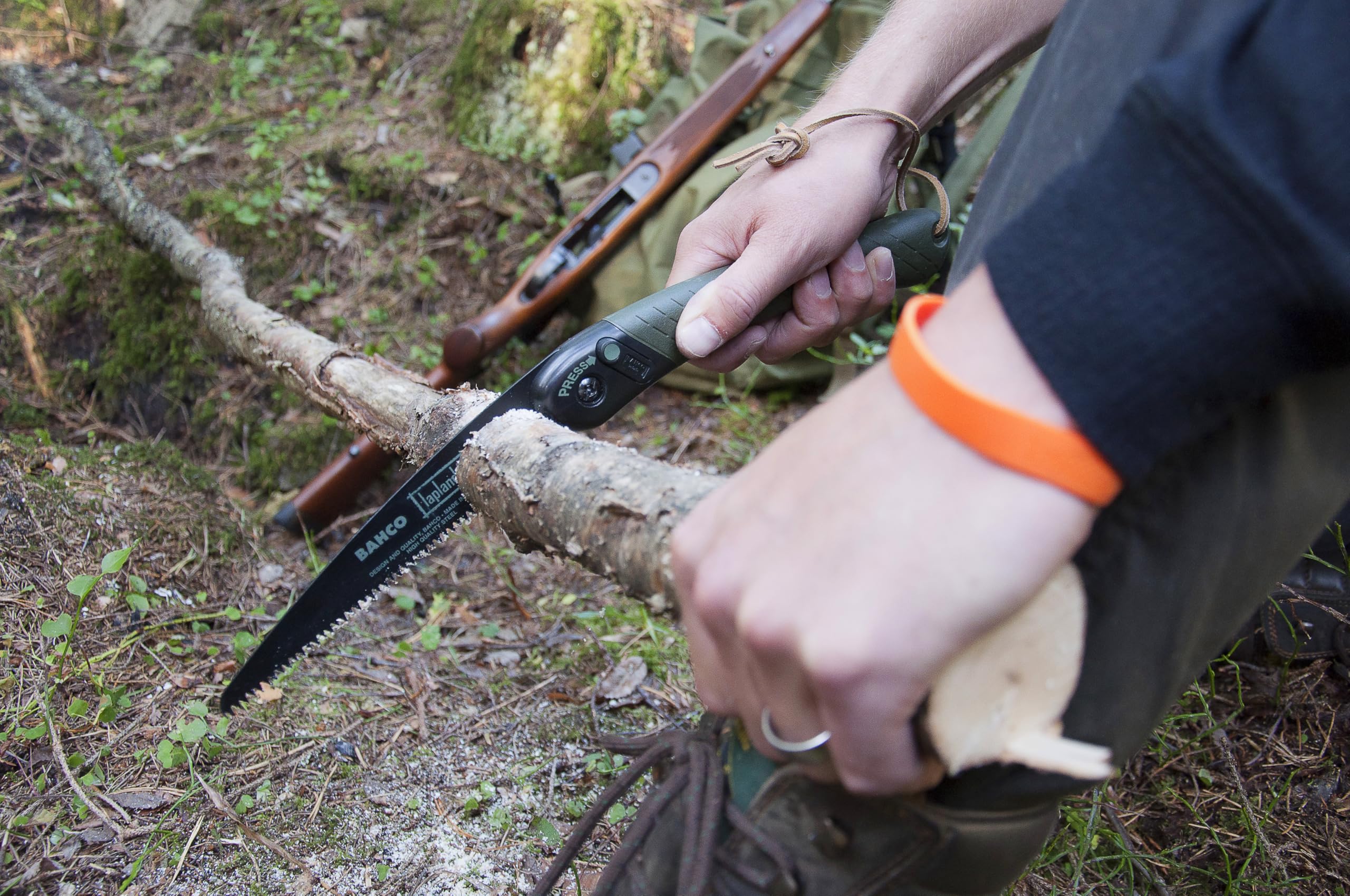Bahco BAH396LAP 7-1/2" Laplander Folding Saw for Trail Maintenance, Wood Processing, and Survival Use, Rust-Protected Blade, Secure Lock, Ergonomic Grip, Ideal Bushcraft and Camping Tool