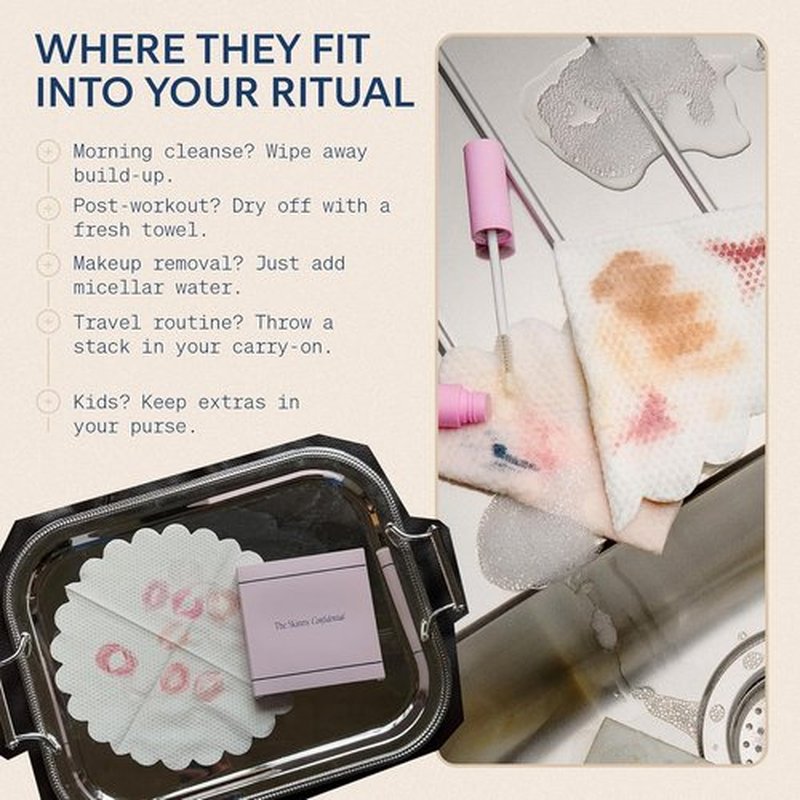 Skinny Confidential Disposable Face Towels - Silky Soft & Highly Absorbent 50 Count - Premium Bamboo Rayon for Sensitive Skin