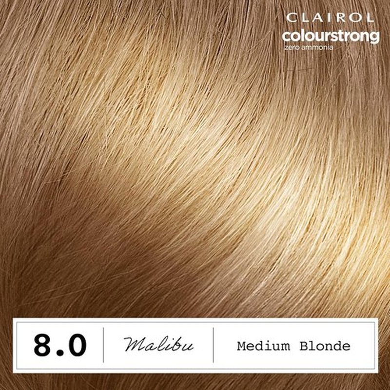 Clairol ColorStrong Permanent Hair Dye - Ammonia-Free, 100% Gray Coverage, 8.0 Medium Blonde