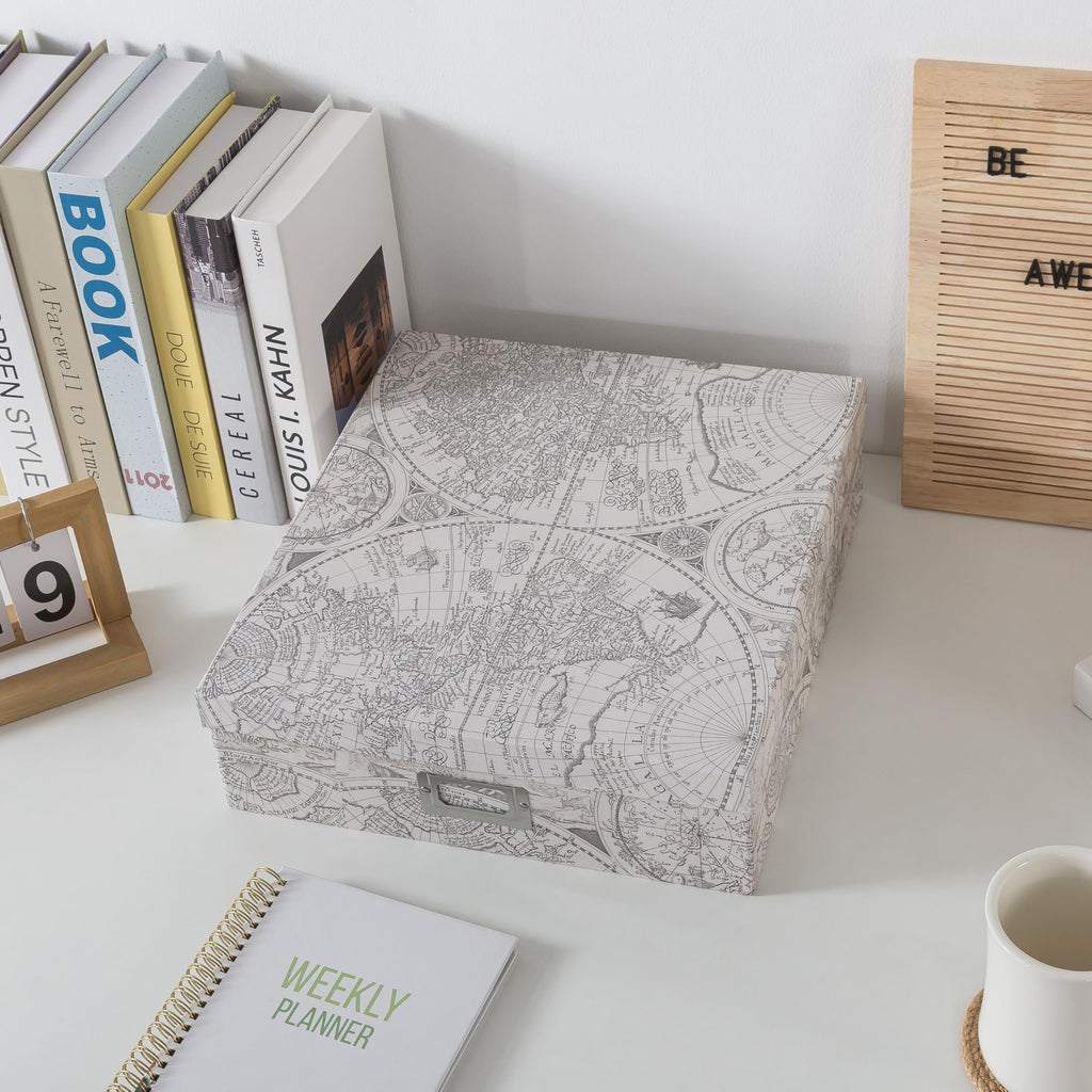 Soul & Lane - Travel Keepsake Storage Box, 14.8x13x3.7 In, Vintage Atlas