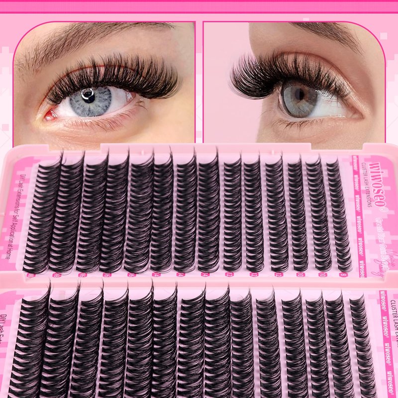 wiwoseo Wispy Lash Clusters Eyelash Extensions Natural Eyelash Clusters 560pcs Individual Lashes 40p+50p DIY Lash Extensions Cluster Lashes Natural Look Lashes Clusters for Beginners (8-18MM)