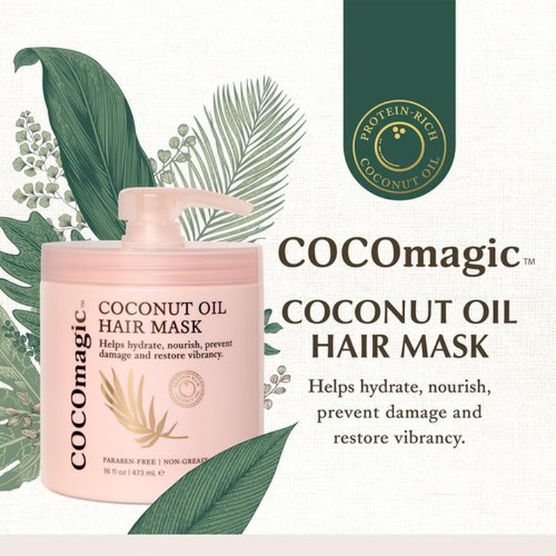 Cocomagic Coconut Oil Hair Mask - Repairs Damage, Prevents Frizz, Restores & Adds Shine | Protein Rich & Extra Hydrating | Paraben Free, Cruelty Free, Made in USA (16 Fl Oz)