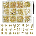 LERBOU 120Pcs Gold Bow Nail Charms, 3D Metal Alloy Bowknot Nail Art Golden Bows Charms for Nails Decor Accessories DIY Craft
