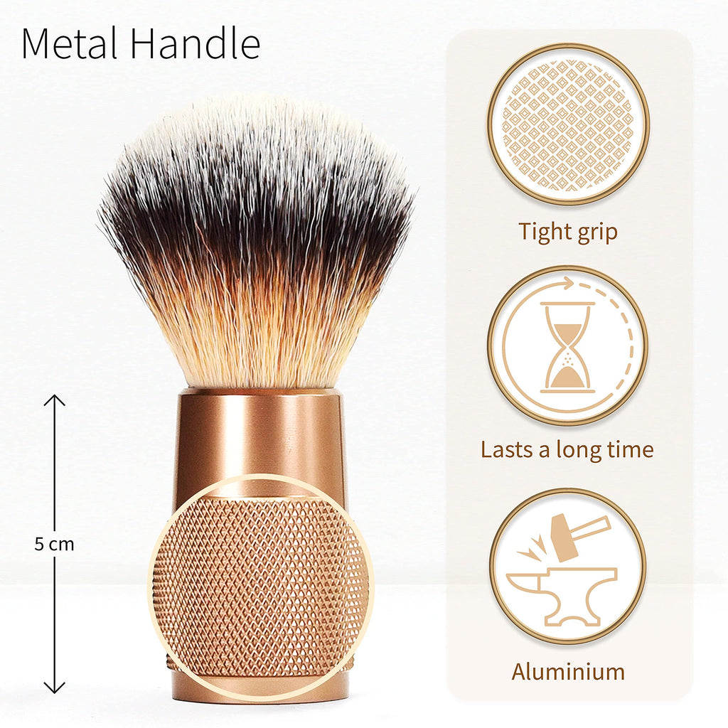 Bambaw - Synthetic Shaving Brush Rose Gold | Vegan Shaving Brush | Razor Bumps Treatment for Women | Shaving Brush in Metal for Ingrown Hair and Razor Burn Treatment| Pre Shave Exfoliator for Women