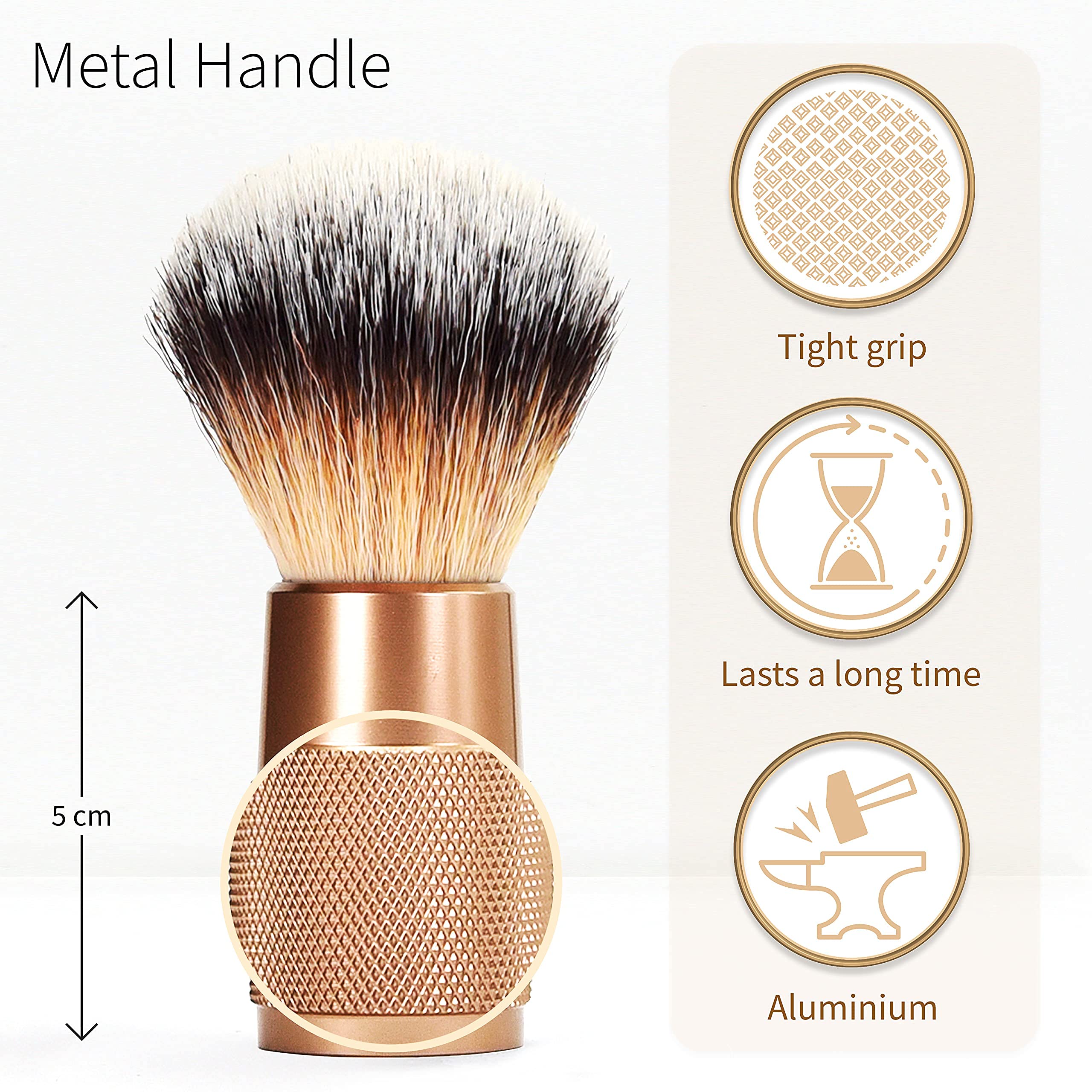 Bambaw - Synthetic Shaving Brush Rose Gold | Vegan Shaving Brush | Razor Bumps Treatment for Women | Shaving Brush in Metal for Ingrown Hair and Razor Burn Treatment| Pre Shave Exfoliator for Women