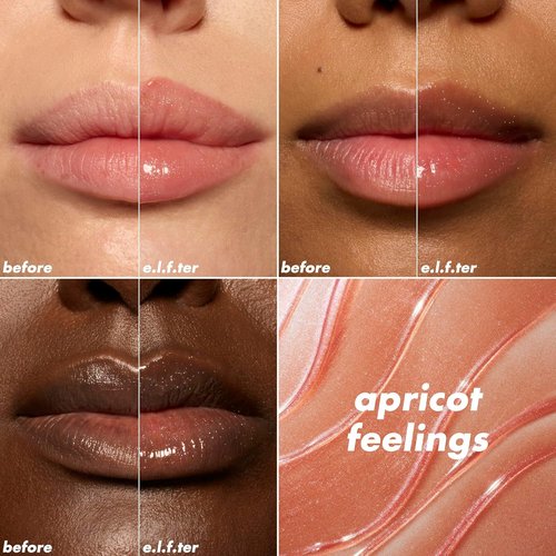 e.l.f. Glow Reviver Plumping Lip Oil - Tinted High-Shine Lip Plumper with Jojoba Oil | Vegan, Apricot Feelings