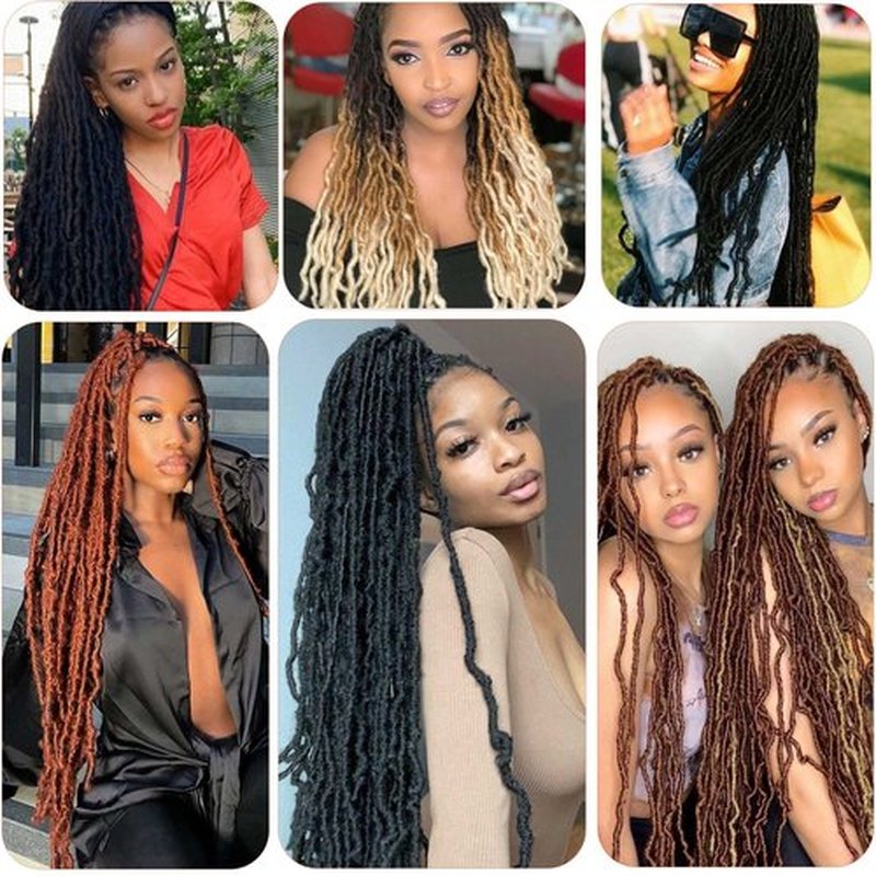 Faux Locs Crochet Hair 18 Inch,6 Packs Soft Locs,Pre Looped Faix Locs For Black Women,Synthetic Braiding Hair Crochet Braids Dreadlock Extensions (18in,1B#)