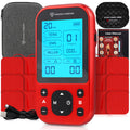 NEOCARBON TENS Unit Muscle Stimulator Pro for Back Pain Relief, Shoulder Recovery and Physical Therapy, Electronic Massager Machine with PMS Pulse for Effective Shock Therapy, Red