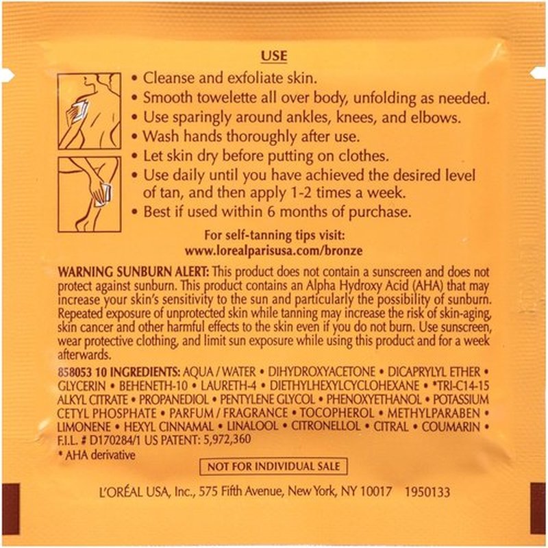 L'Oreal Paris Sublime Bronze Self Tanning Towelettes - Streak-Free, Natural-Looking Tan | 6 Count