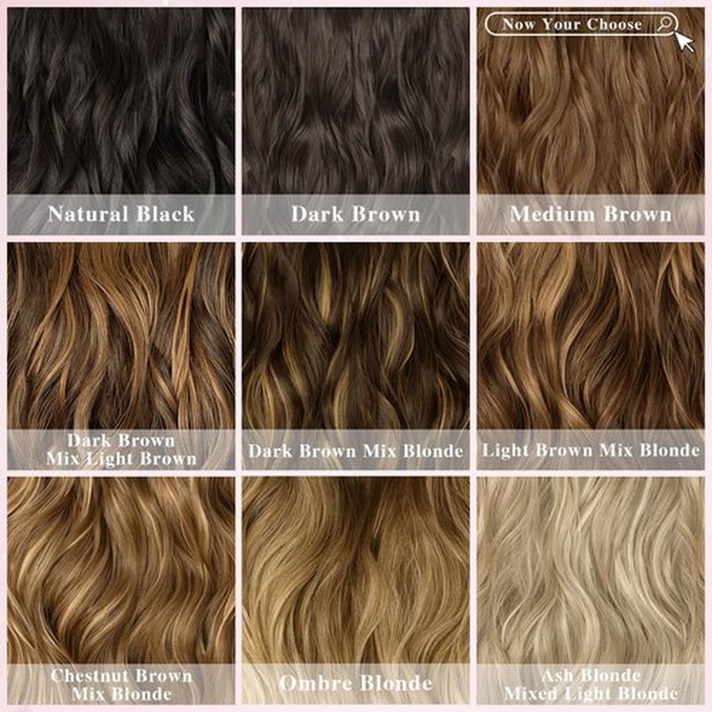 Hair Extensions Clip Ins, 8PCS 20 Inch Wavy Dark Brown Mix Light Brown Clip in Hair Extensions, Synthetic Lace Weft Hairpieces for Women Daily Party Use