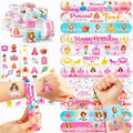Cherisnowy 72PCS Little Princess Party Set - 48PCS Temporary Tattoos & 24PCS Slap Bracelets - Cute Birthday Supplies, Baby Shower Gifts, Classroom Rewards & Princess-Themed Decor for Girls