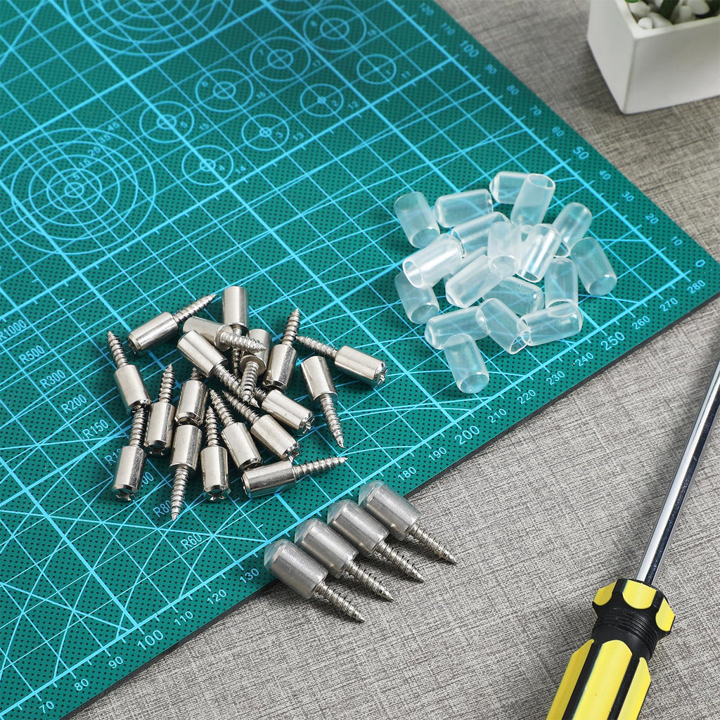 Uonlytech 120 Pcs Screw in Shelf Pins with Protective Sleeves Self Tapping Shelf Support Pegs for Cabinet Cupboard Bookcase Furniture Shelving 1.18 in