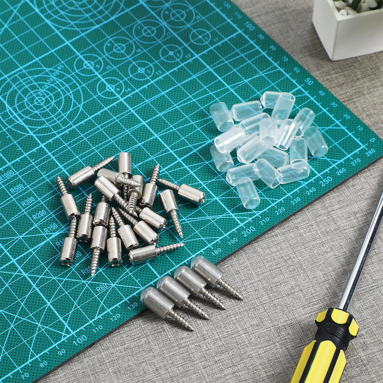 Uonlytech 120 Pcs Screw in Shelf Pins with Protective Sleeves Self Tapping Shelf Support Pegs for Cabinet Cupboard Bookcase Furniture Shelving 1.18 in