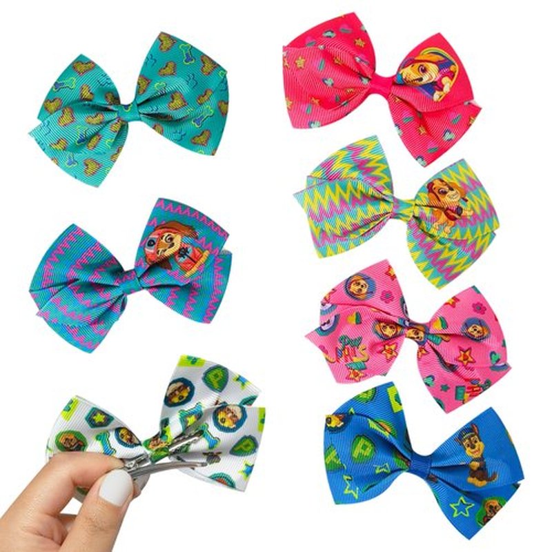 LUV HER Paw Patrol Alligator Hair Clips for Kids – 7-Pack Non-Slip 4-Inch Hair Bows – Girls Hair Accessories with Rescue Pup Prints – Ages 3+ – Non-Toxic Material