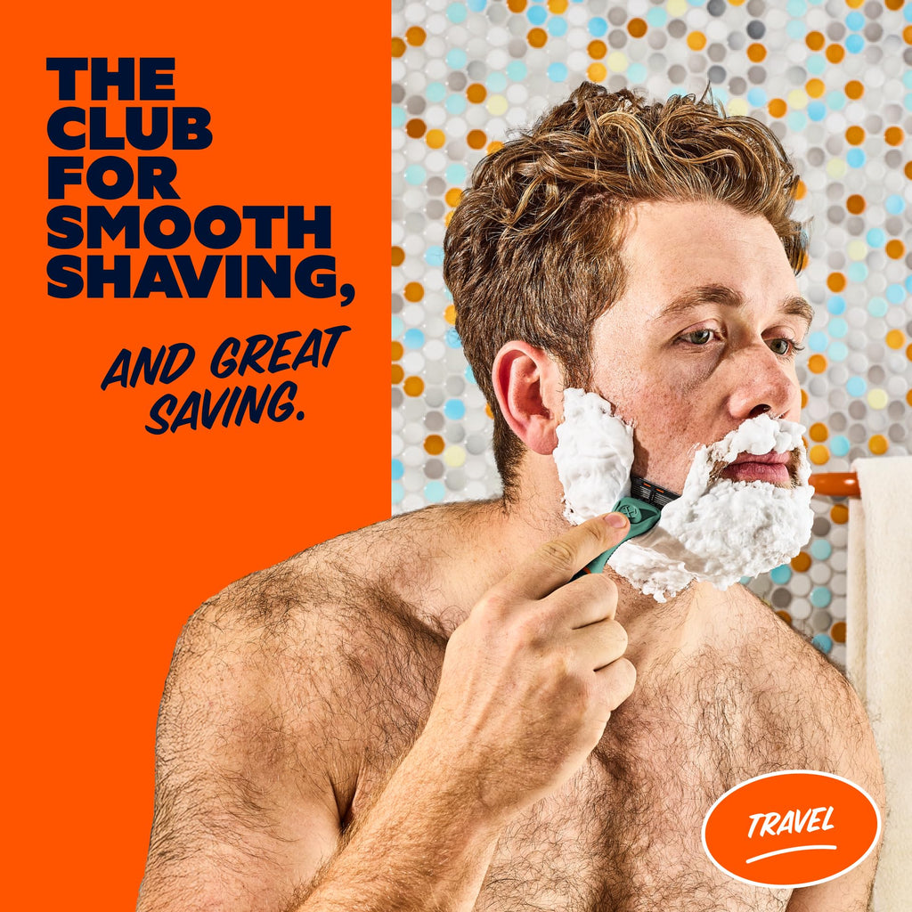 Dollar Shave Club | Travel Shave Set | 4 Swift Rinse Refill Cartridges, 1 Handle (Green), 1 Razor Cover