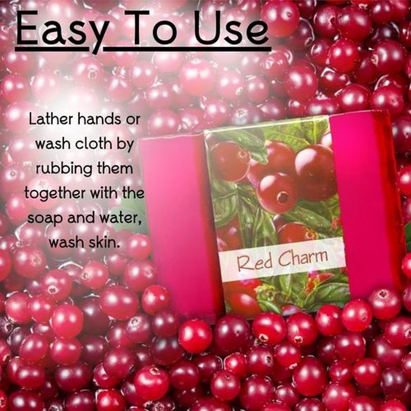 Glycerin Bar Soap Red Charm Scent - Natural, Vegan-Friendly, Hypoallergenic - Moisturizing and Hydrating with 100% Vegetable Glycerin - Sulfate-Free, Paraben-Free, Chemical-Free - 4.5 oz