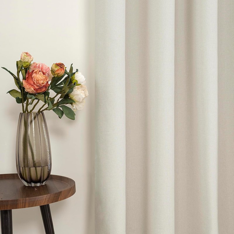 YoungsTex Linen Blackout Curtains - 63 Inch Thermal Insulated Drapes for Full Room Darkening | 2 Panels, Black