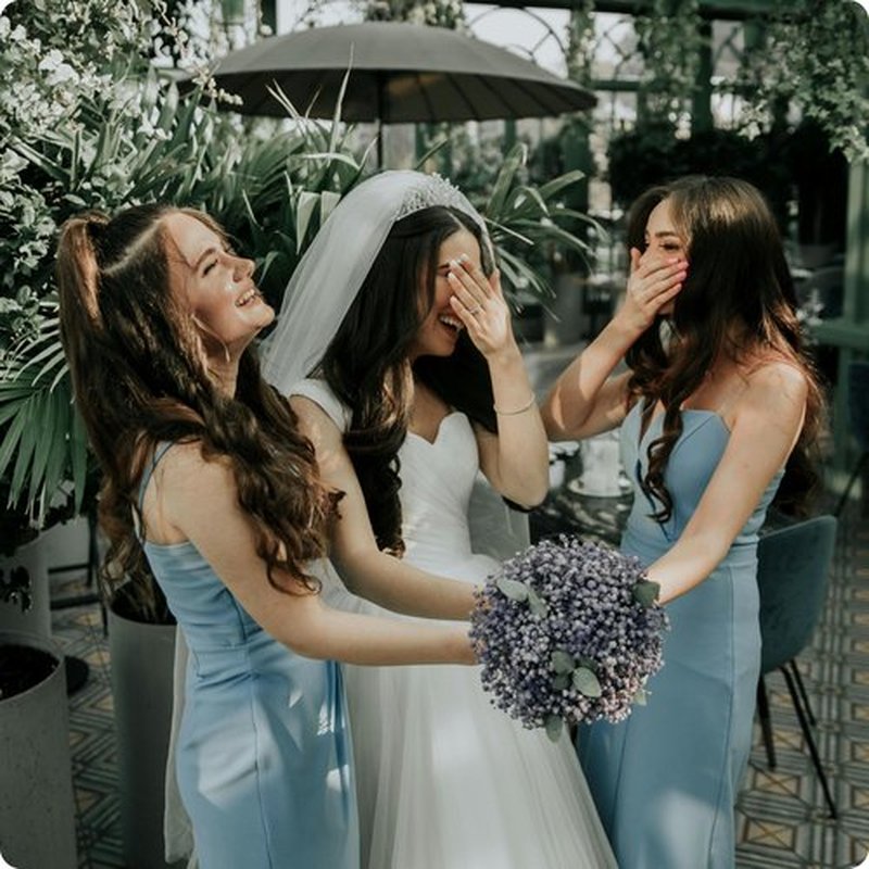 Tethzeng Bridesmaid Scrunchies Proposal Gifts Bachelorette Hair Claws Clips Girls heart sunglasses for Wedding Party Favors (White&Dusty Blue)