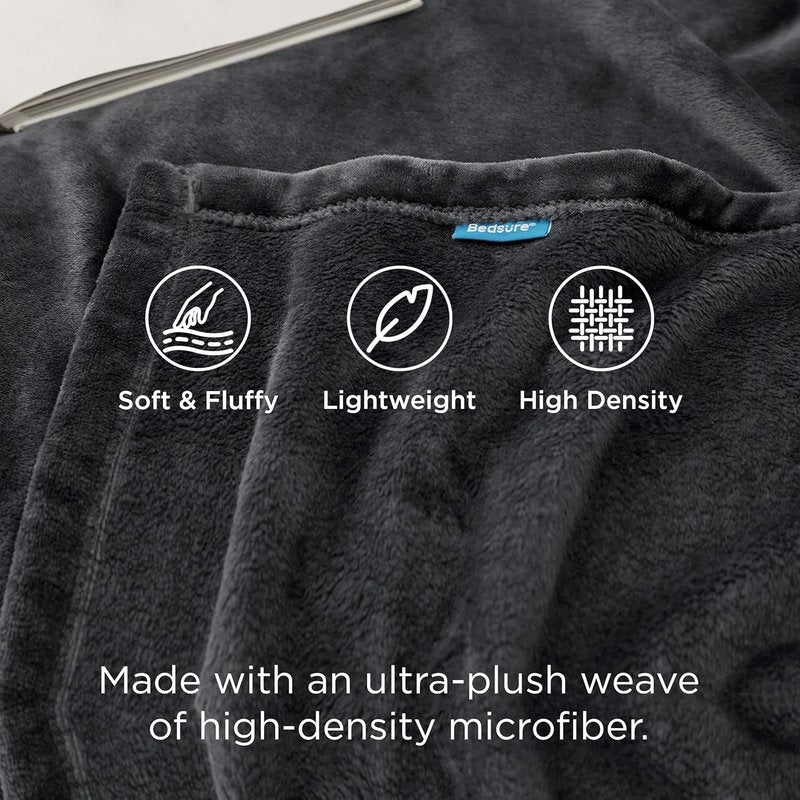 Bedsure GentleSoft Fleece Blanket - Soft, Lightweight, Plush Cozy Luxury in Charcoal, 84x90 Inches