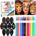 12 Colour Face Paint – Water-Based – Mess-Free Face Painting Kit with Stencils – Fast-Drying, Washable, Easy to Clean, Non-Toxic Face Paint for Festivals, Parties, Masquerade, Fancy Dress, Carnival