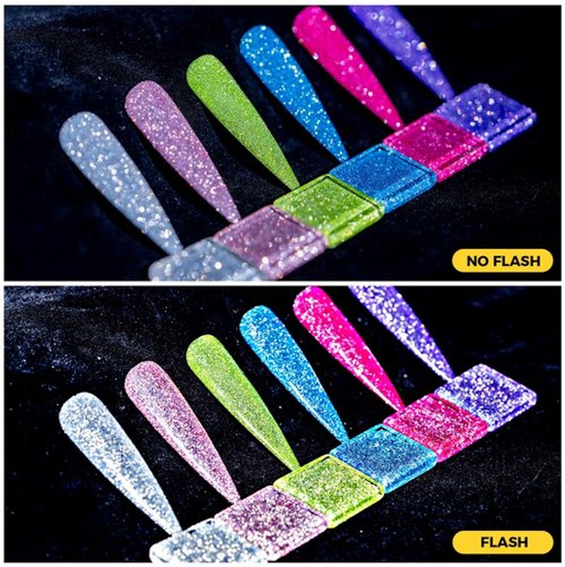 BURANO Reflective Glitter Gel Polish, Rose Blue Purple Silver Holographic Glitter Gel Nail Polish, Soak Off Disco Gel Polish UV Lamp Required