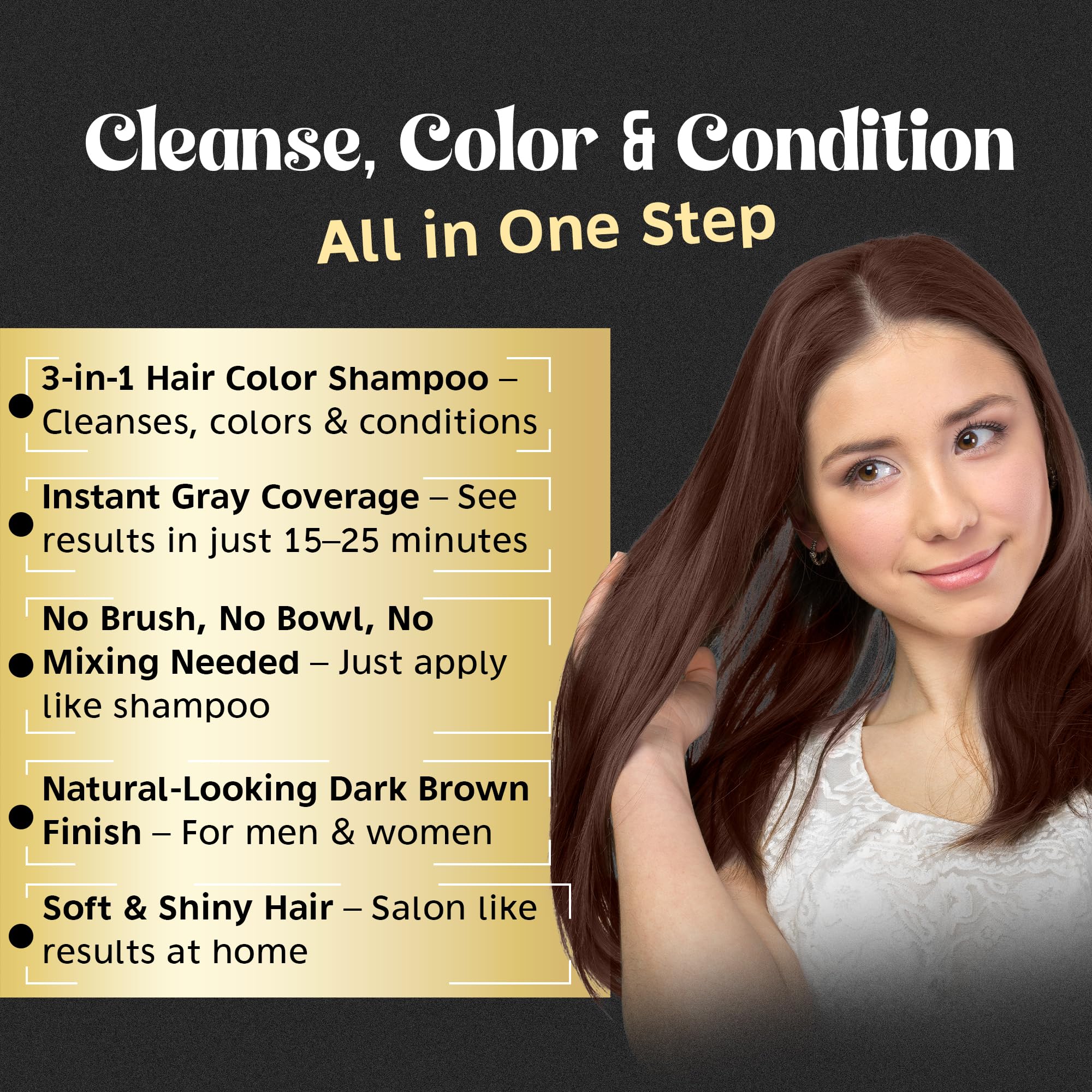 Herbishh After Color Shampoo Combo, 1 Hair Color Shampoo Hair Dye 500ml Argan Oil + 30ml Pro Keratin + 150 ml Argan Hair Mask, Hair Straightening, Shine And Protection, Men And Women (Chestnut Brown)