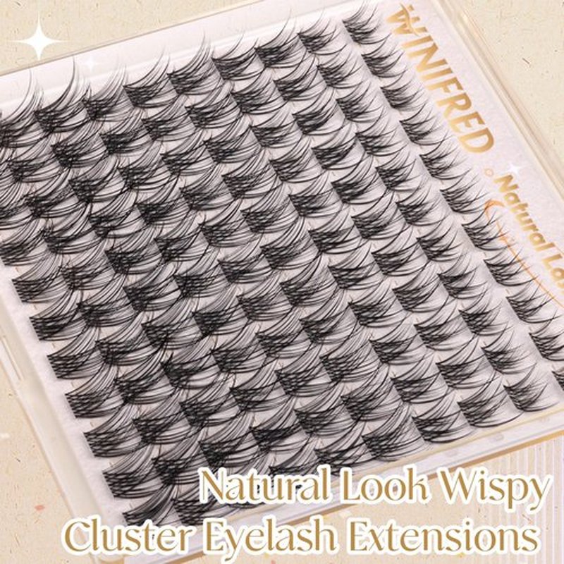 Natural Lash Clusters Clear Band Eyelash Clusters Wispy Lashes Clusters 8-14mm Cluster Eyelash Extensions C Curvature Individual Lashes DIY Lash Extension Natural Look by Winifred